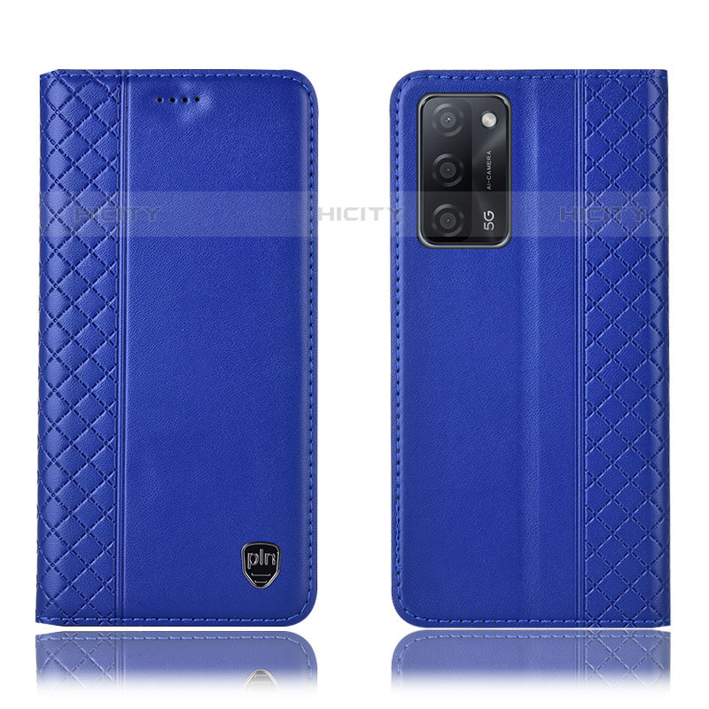 Coque Portefeuille Livre Cuir Etui Clapet H07P pour Oppo A55 5G Bleu Plus