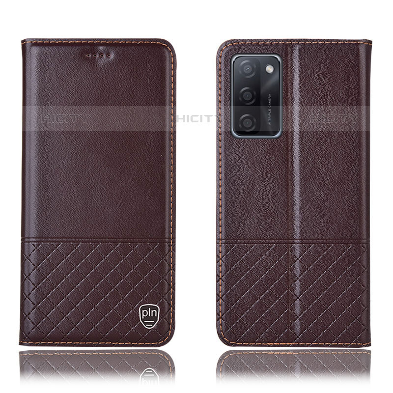 Coque Portefeuille Livre Cuir Etui Clapet H07P pour Oppo A55S 5G Marron Plus