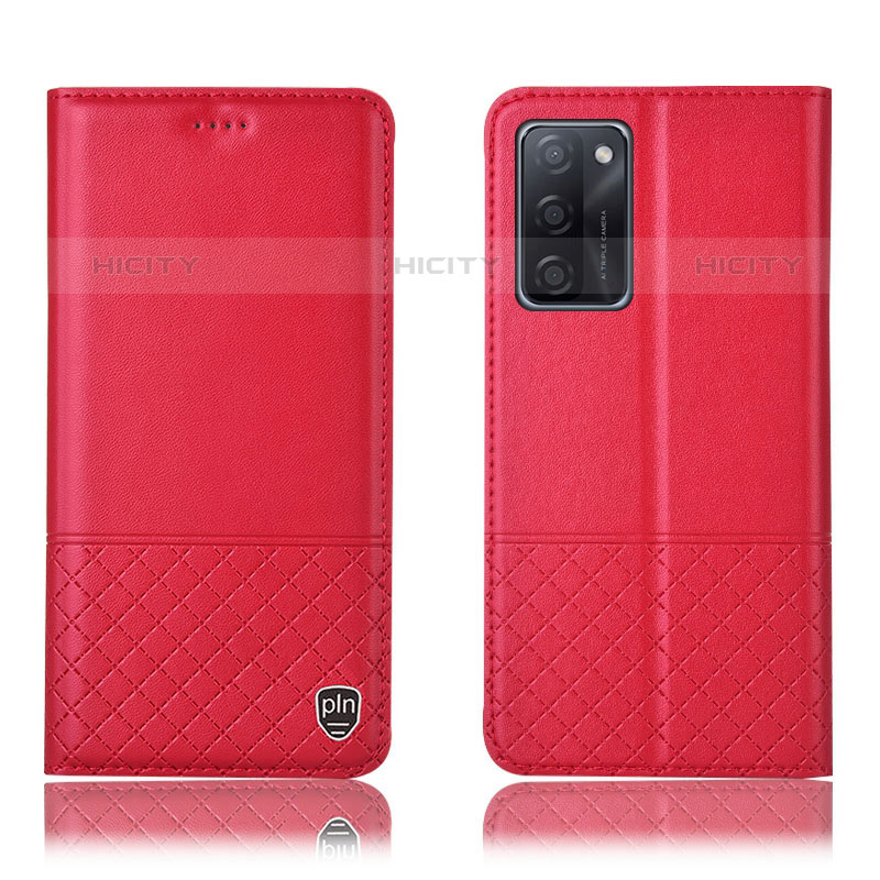 Coque Portefeuille Livre Cuir Etui Clapet H07P pour Oppo A55S 5G Rouge Plus