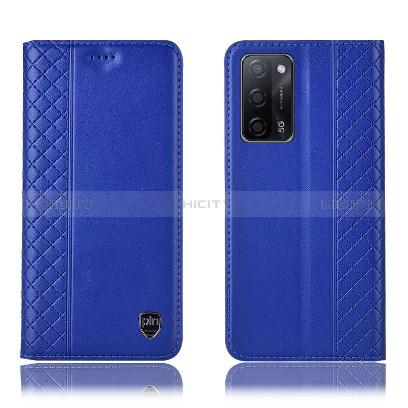 Coque Portefeuille Livre Cuir Etui Clapet H07P pour Oppo A56 5G Bleu Plus