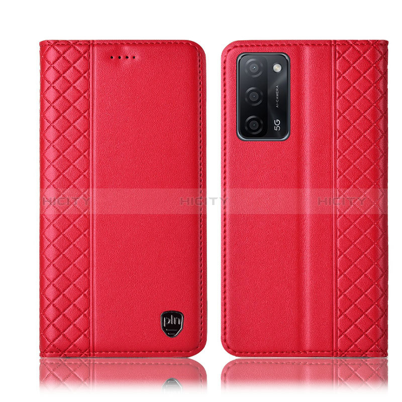 Coque Portefeuille Livre Cuir Etui Clapet H07P pour Oppo A56 5G Rouge Plus