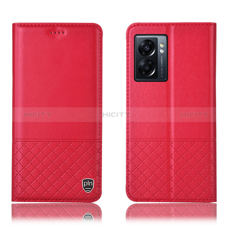 Coque Portefeuille Livre Cuir Etui Clapet H07P pour Oppo A56S 5G Rouge Plus