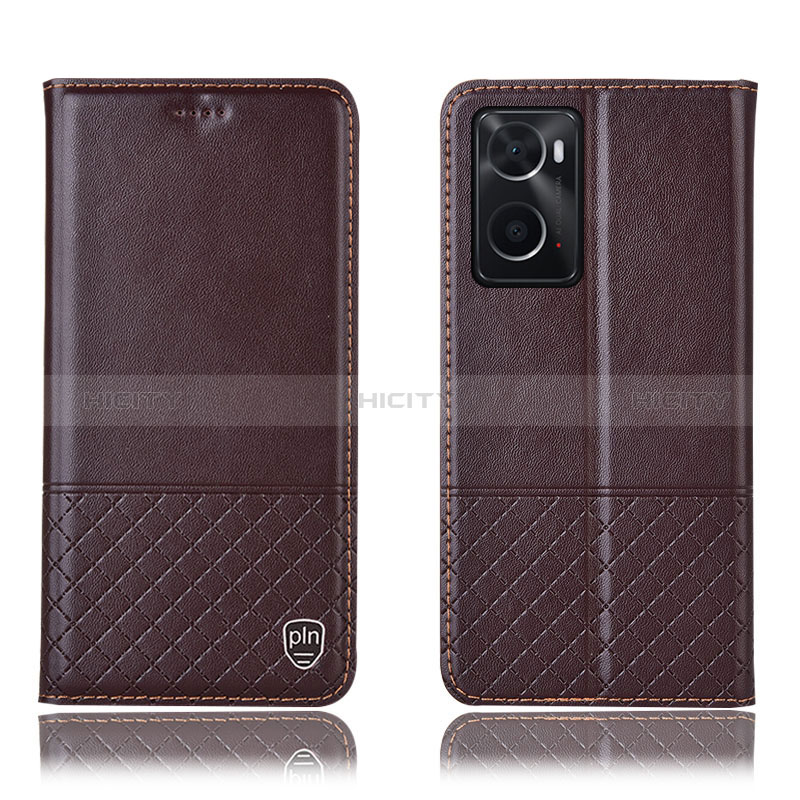 Coque Portefeuille Livre Cuir Etui Clapet H07P pour Oppo A76 Marron Plus