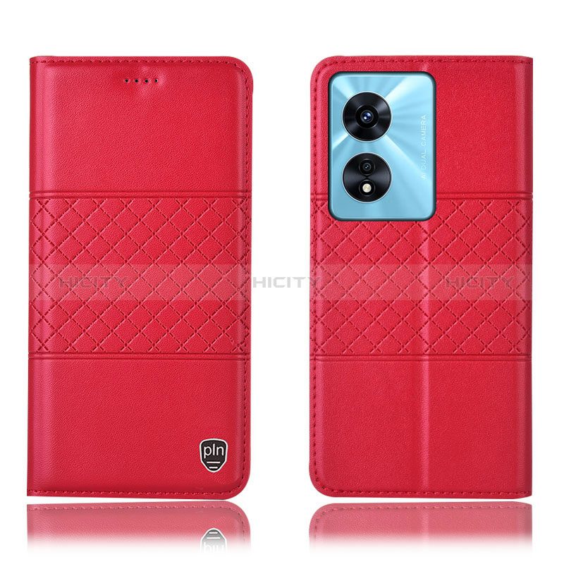 Coque Portefeuille Livre Cuir Etui Clapet H07P pour Oppo A78 4G Rouge Plus