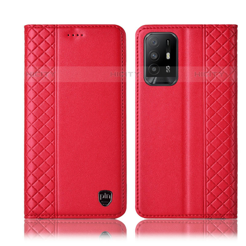 Coque Portefeuille Livre Cuir Etui Clapet H07P pour Oppo A94 5G Rouge Plus