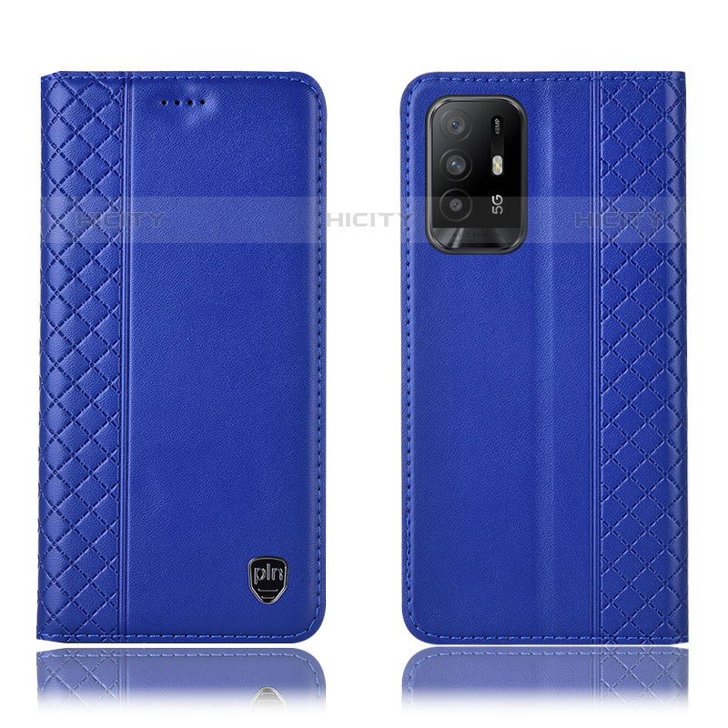 Coque Portefeuille Livre Cuir Etui Clapet H07P pour Oppo A95 5G Bleu Plus