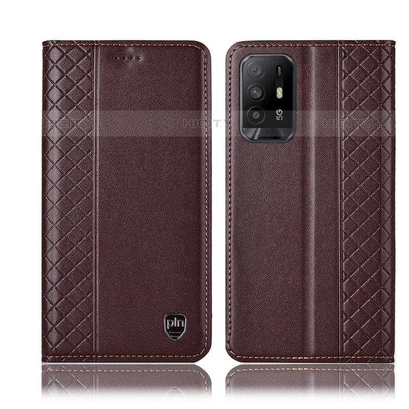 Coque Portefeuille Livre Cuir Etui Clapet H07P pour Oppo F19 Pro+ Plus 5G Marron Plus