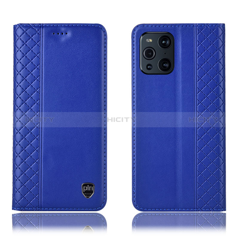 Coque Portefeuille Livre Cuir Etui Clapet H07P pour Oppo Find X3 5G Bleu Plus