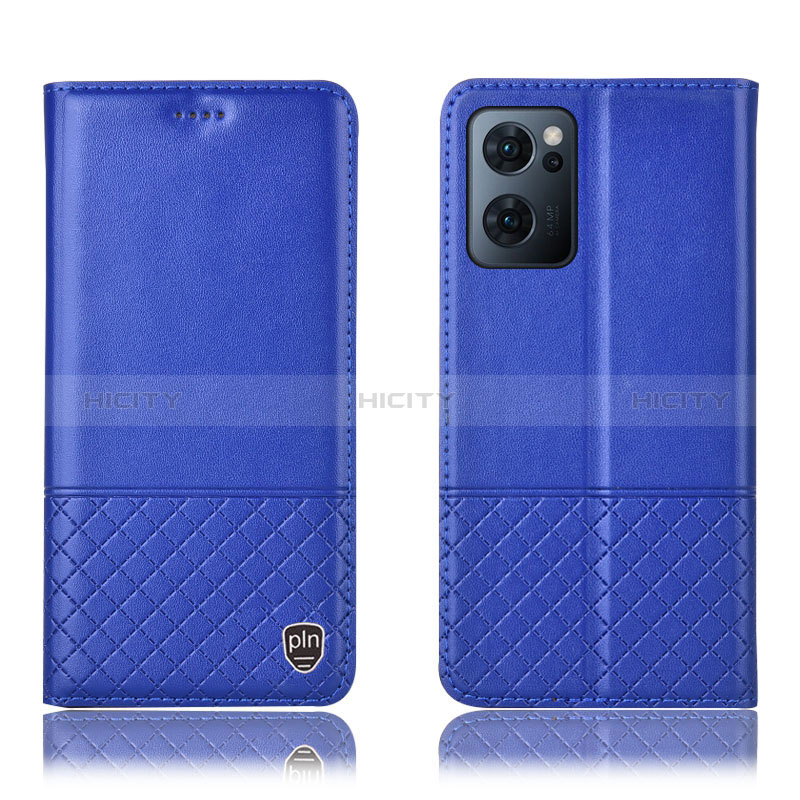 Coque Portefeuille Livre Cuir Etui Clapet H07P pour Oppo Find X5 Lite 5G Bleu Plus