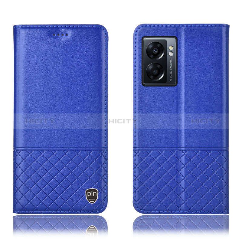 Coque Portefeuille Livre Cuir Etui Clapet H07P pour Oppo K10 5G India Bleu Plus