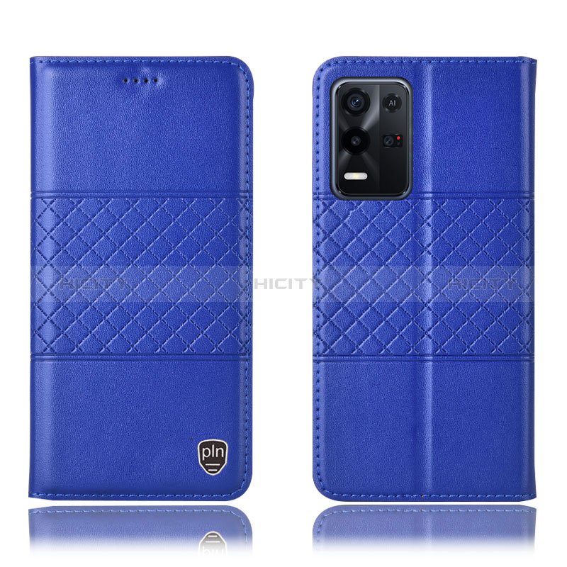 Coque Portefeuille Livre Cuir Etui Clapet H07P pour Oppo K9X 5G Bleu Plus