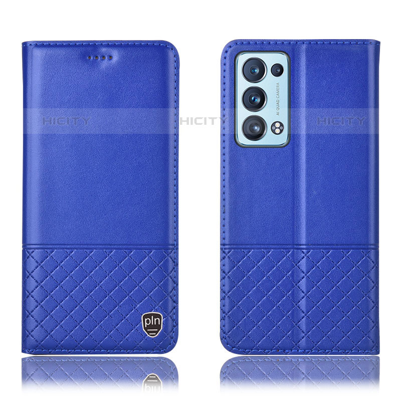 Coque Portefeuille Livre Cuir Etui Clapet H07P pour Oppo Reno6 Pro 5G Bleu Plus