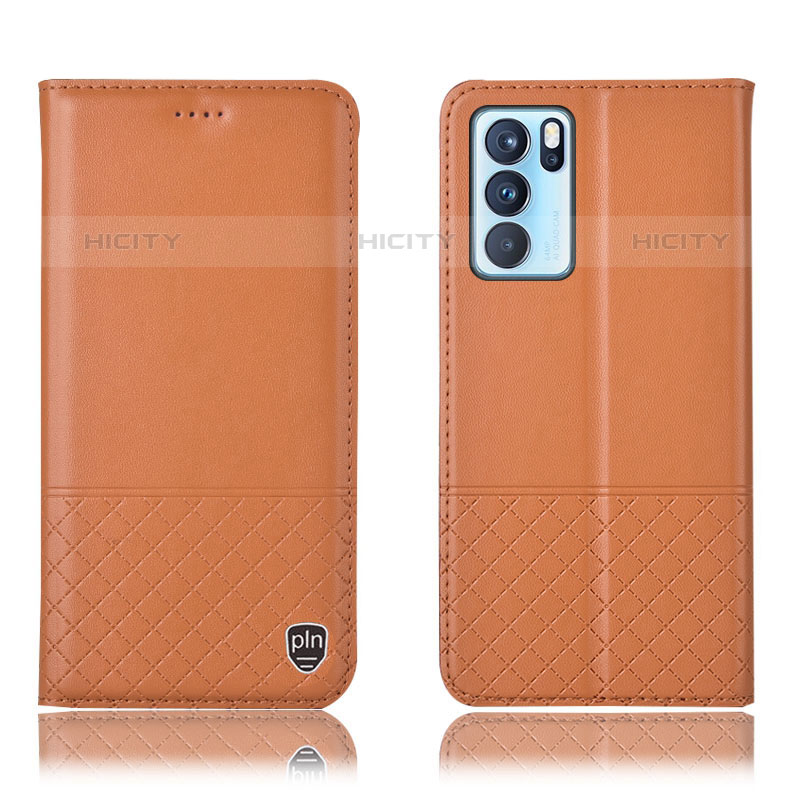 Coque Portefeuille Livre Cuir Etui Clapet H07P pour Oppo Reno6 Pro 5G India Orange Plus