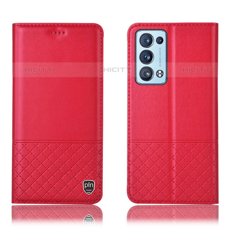 Coque Portefeuille Livre Cuir Etui Clapet H07P pour Oppo Reno6 Pro 5G Rouge Plus