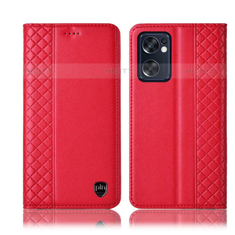 Coque Portefeuille Livre Cuir Etui Clapet H07P pour Oppo Reno7 SE 5G Rouge Plus