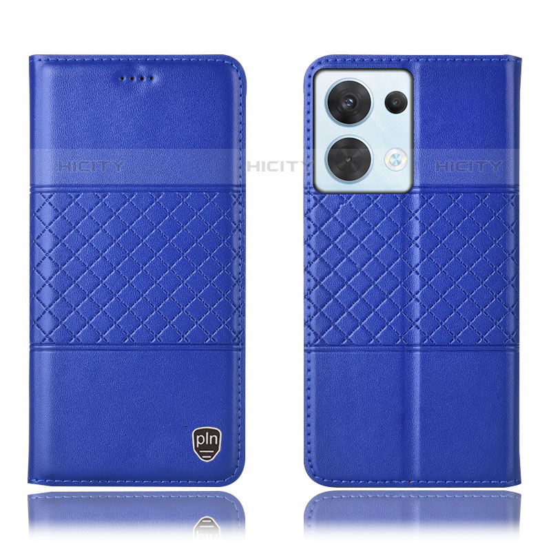 Coque Portefeuille Livre Cuir Etui Clapet H07P pour Oppo Reno8 5G Bleu Plus