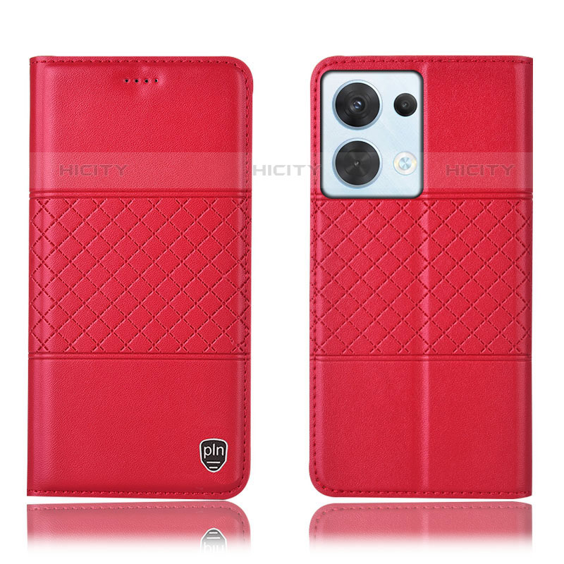 Coque Portefeuille Livre Cuir Etui Clapet H07P pour Oppo Reno8 5G Rouge Plus