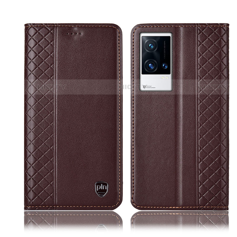 Coque Portefeuille Livre Cuir Etui Clapet H07P pour Vivo iQOO 8 5G Marron Plus