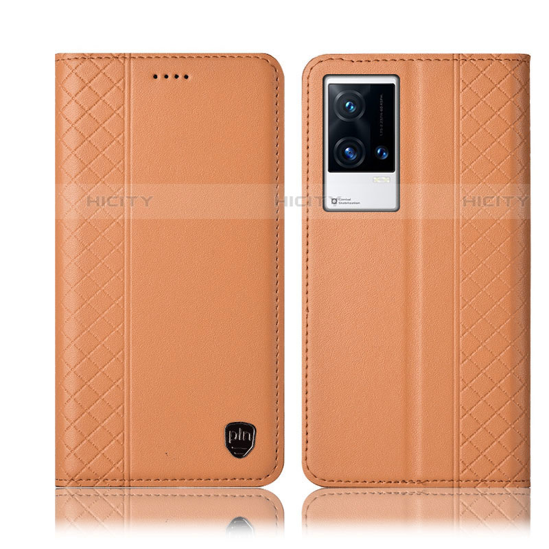 Coque Portefeuille Livre Cuir Etui Clapet H07P pour Vivo iQOO 8 5G Orange Plus