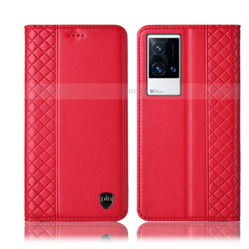 Coque Portefeuille Livre Cuir Etui Clapet H07P pour Vivo iQOO 8 5G Rouge Plus