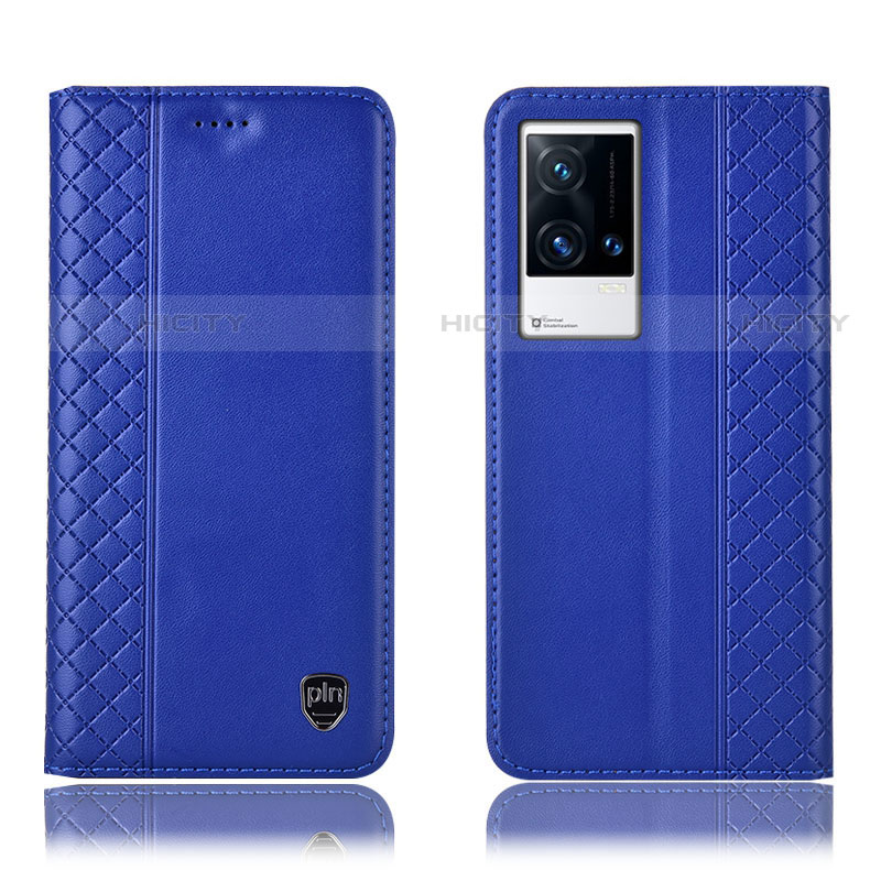 Coque Portefeuille Livre Cuir Etui Clapet H07P pour Vivo iQOO 8 Pro 5G Bleu Plus