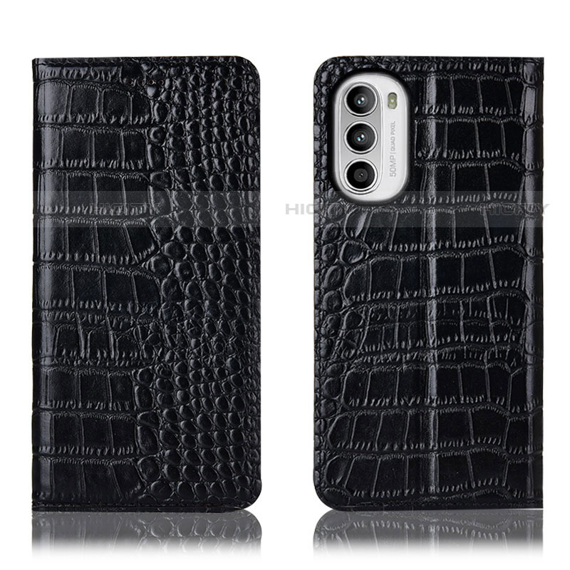 Coque Portefeuille Livre Cuir Etui Clapet H08P pour Motorola Moto Edge (2022) 5G Noir Plus