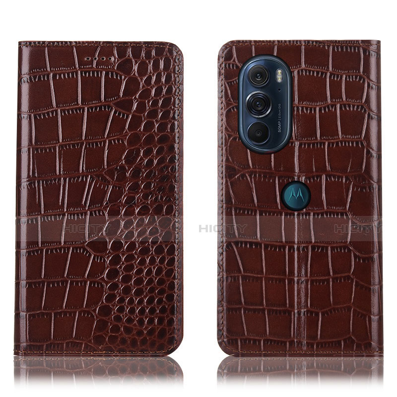 Coque Portefeuille Livre Cuir Etui Clapet H08P pour Motorola Moto Edge 30 Pro 5G Marron Plus