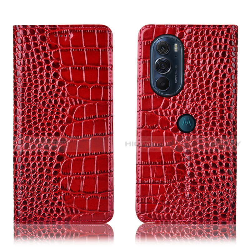 Coque Portefeuille Livre Cuir Etui Clapet H08P pour Motorola Moto Edge 30 Pro 5G Rouge Plus