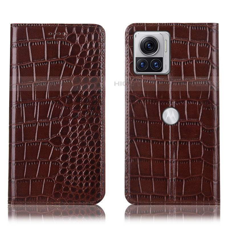 Coque Portefeuille Livre Cuir Etui Clapet H08P pour Motorola Moto Edge 30 Ultra 5G Marron Plus