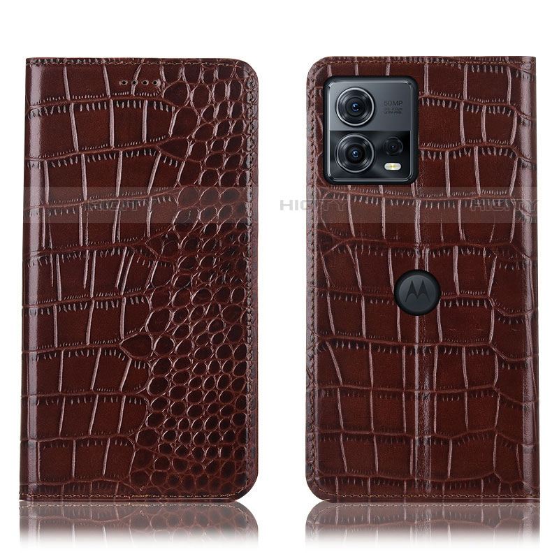 Coque Portefeuille Livre Cuir Etui Clapet H08P pour Motorola Moto Edge S30 Pro 5G Marron Plus