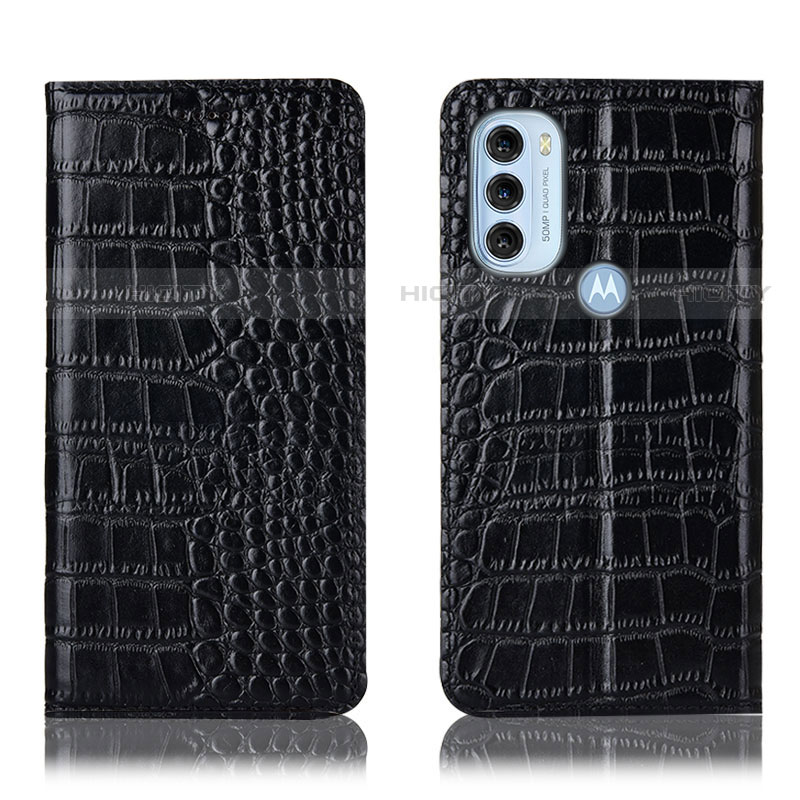 Coque Portefeuille Livre Cuir Etui Clapet H08P pour Motorola Moto G71 5G Noir Plus