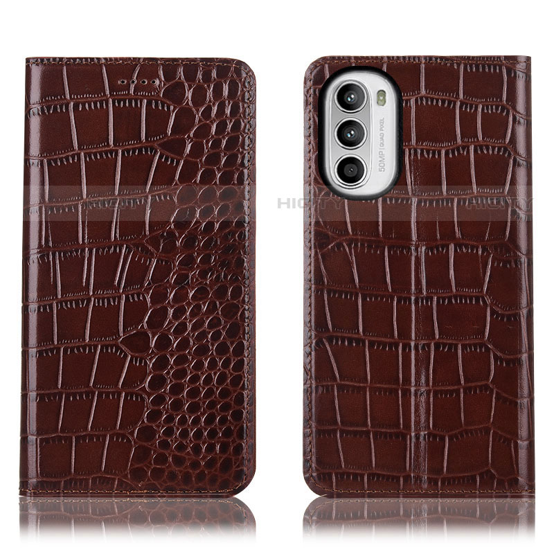 Coque Portefeuille Livre Cuir Etui Clapet H08P pour Motorola Moto G82 5G Marron Plus