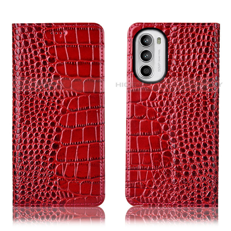 Coque Portefeuille Livre Cuir Etui Clapet H08P pour Motorola Moto G82 5G Rouge Plus