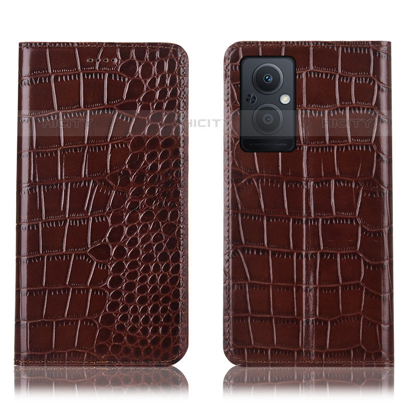 Coque Portefeuille Livre Cuir Etui Clapet H08P pour OnePlus Nord N20 5G Marron Plus