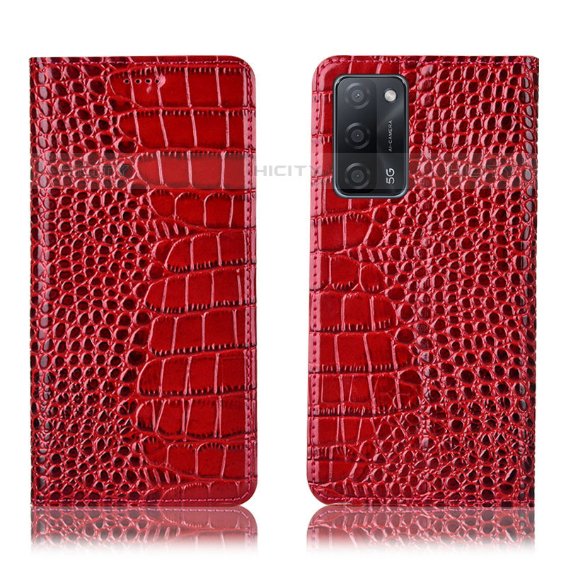 Coque Portefeuille Livre Cuir Etui Clapet H08P pour Oppo A53s 5G Rouge Plus