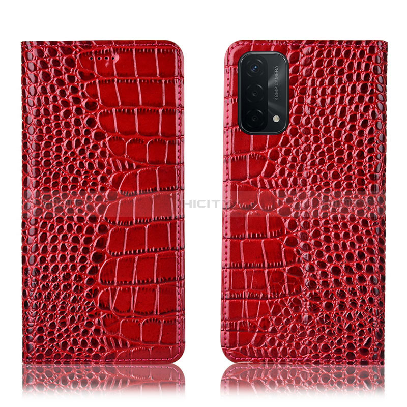 Coque Portefeuille Livre Cuir Etui Clapet H08P pour Oppo A54 5G Rouge Plus