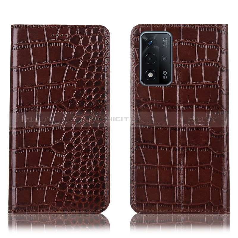 Coque Portefeuille Livre Cuir Etui Clapet H08P pour Oppo A93s 5G Marron Plus