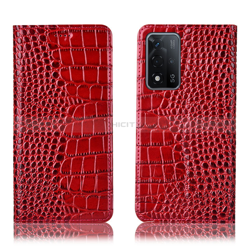 Coque Portefeuille Livre Cuir Etui Clapet H08P pour Oppo A93s 5G Rouge Plus