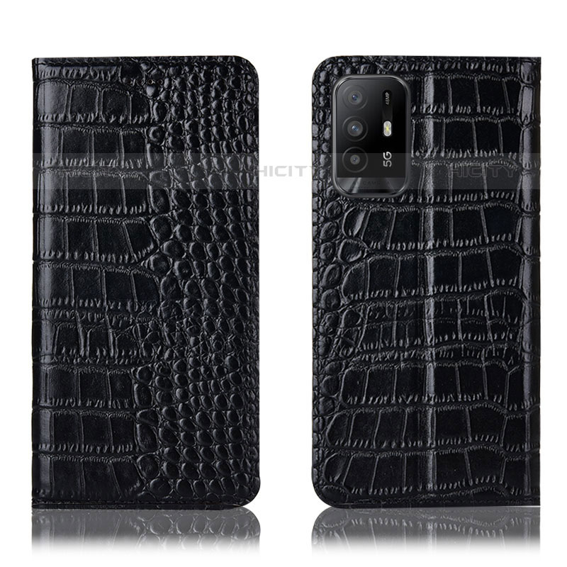 Coque Portefeuille Livre Cuir Etui Clapet H08P pour Oppo A95 5G Noir Plus