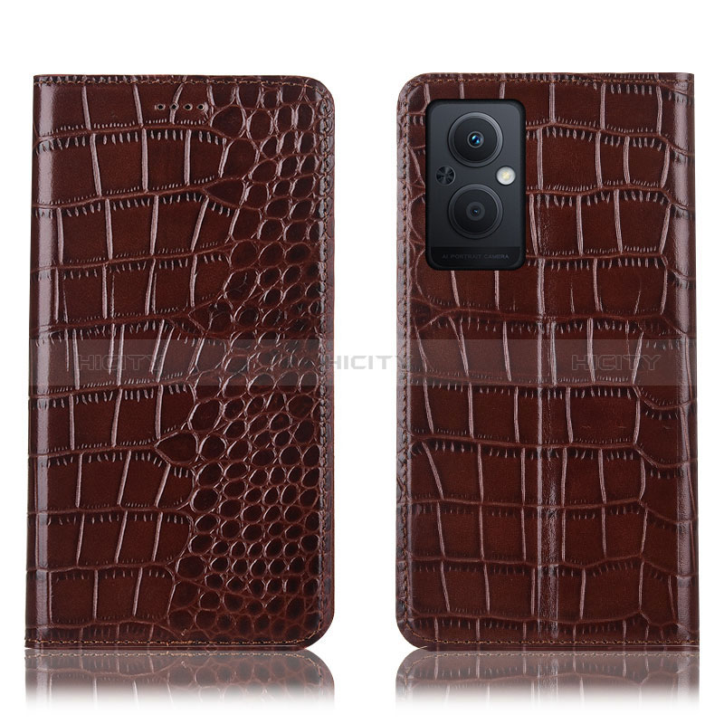 Coque Portefeuille Livre Cuir Etui Clapet H08P pour Oppo A96 5G Marron Plus