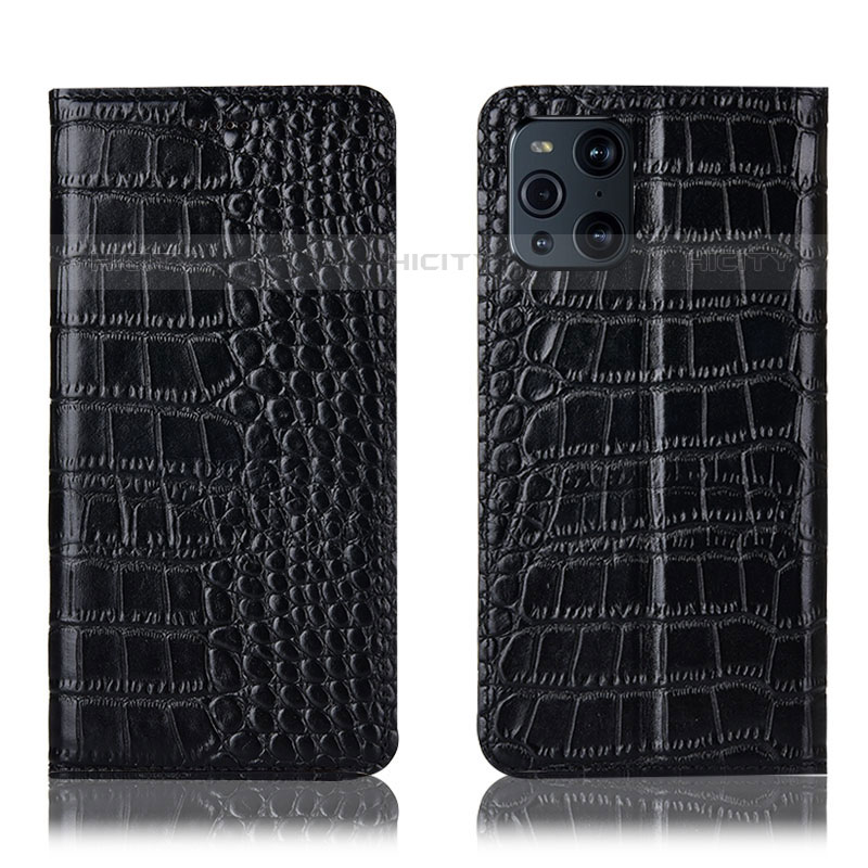 Coque Portefeuille Livre Cuir Etui Clapet H08P pour Oppo Find X3 Pro 5G Noir Plus