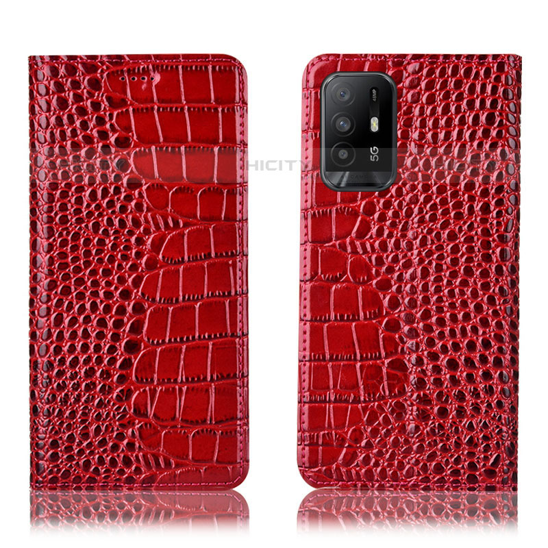 Coque Portefeuille Livre Cuir Etui Clapet H08P pour Oppo Reno5 Z 5G Rouge Plus