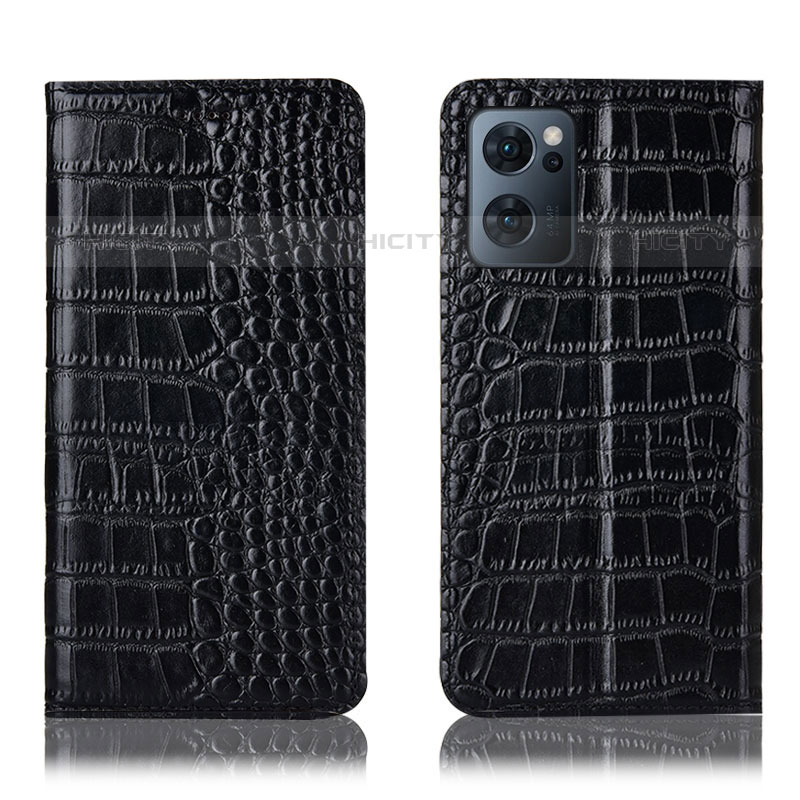 Coque Portefeuille Livre Cuir Etui Clapet H08P pour Oppo Reno7 5G Noir Plus