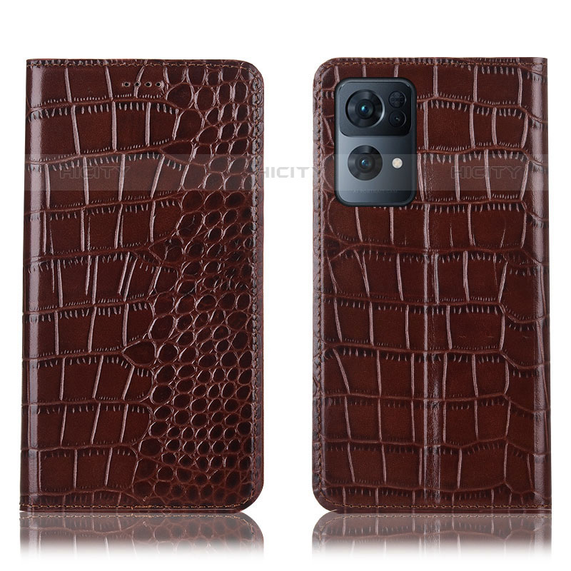 Coque Portefeuille Livre Cuir Etui Clapet H08P pour Oppo Reno7 Pro 5G Marron Plus