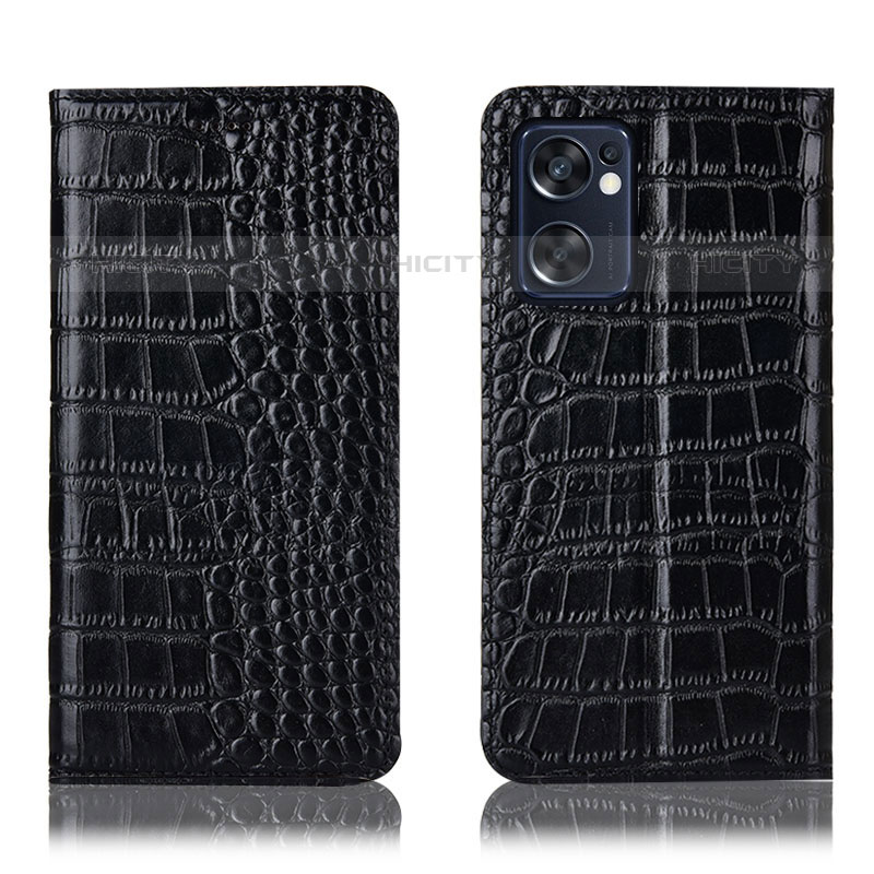 Coque Portefeuille Livre Cuir Etui Clapet H08P pour Oppo Reno7 SE 5G Noir Plus