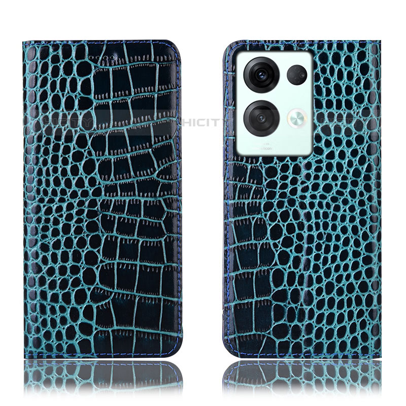 Coque Portefeuille Livre Cuir Etui Clapet H08P pour Oppo Reno8 Pro 5G Bleu Plus