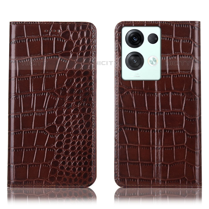 Coque Portefeuille Livre Cuir Etui Clapet H08P pour Oppo Reno8 Pro 5G Marron Plus