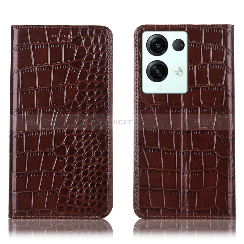 Coque Portefeuille Livre Cuir Etui Clapet H08P pour Oppo Reno9 Pro+ Plus 5G Marron Plus