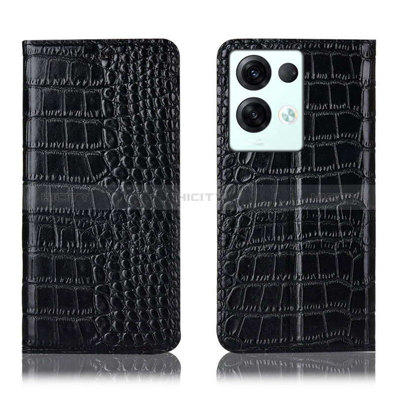 Coque Portefeuille Livre Cuir Etui Clapet H08P pour Oppo Reno9 Pro+ Plus 5G Noir Plus