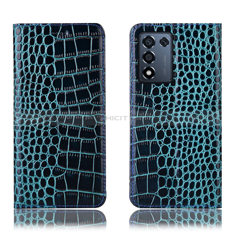 Coque Portefeuille Livre Cuir Etui Clapet H08P pour Realme 9 SE 5G Bleu Plus